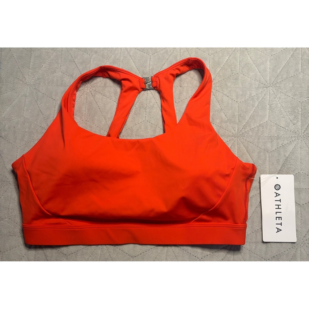 Athleta Ultimate Ease Bra Women Large Orange NEW D-DD Cup Medium Impact Sport